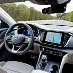 **Prompt:** IONIQ 5 cockpit, driver's perspective, ergonomic layout, digital dashboard displaying navigation, Head-Up Display reflecting speed, focus on user-friendly interface, daytime.